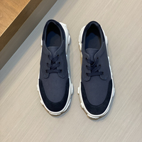 Sneakers décontractées de luxe pour hommes, en toile et cuir, patchwork, semelle épaisse, lacets, chaussures de marche