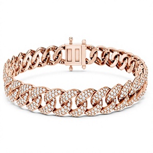 กำไลข้อมือเพชรทรงกลมเจียระไนแบบเหลี่ยมคมชัด ชุบทอง 18K 14K เพชรเลี้ยงในห้องปฏิบัติการ ประดับแบบ Pave Setting สไตล์ฮิปฮอป สำหรับทุกเพศ เหมาะสำหรับใส่ทุกวัน - Product Image 3