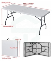 Table longue pliable et empilable en PEHD moulé par soufflage de 180 cm pour conférences, formations, banquets, repas, cour, maison et extérieur