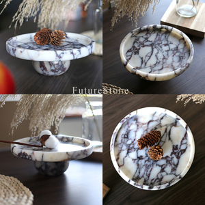 Hiện đại calacatta Viola đá cẩm thạch tự nhiên khay thức ăn tráng miệng thanh lưu trữ bánh đứng đá cẩm thạch trang trí nội thất trang trí trong nhà - Product Image 6
