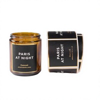 Autocollants personnalisés de luxe en or noir pour pots de bougies parfumées, papier artistique imperméable, autocollants adhésifs recyclables pour l'emballage