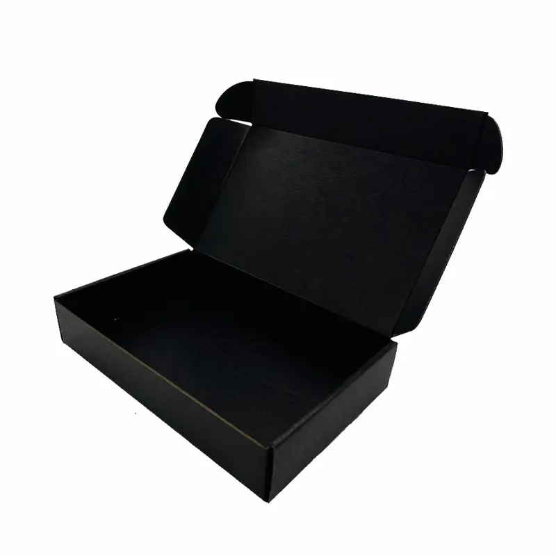 Kotak surat hitam tren baru grosir kotak kemasan kustom kotak pengiriman cetak lipat kertas bergelombang mode