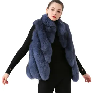 QIUCHEN New Arrival Hot Bán Mùa Đông Ngắn Bất Fox Fur Coat Tự Nhiên Fox Blue Fur Vest Mỏng Phụ Nữ QC19072