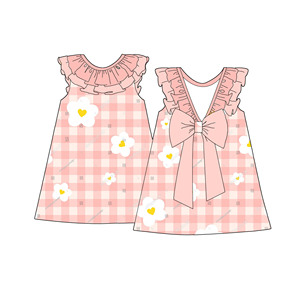 Nouvelles Arrivées Robe d'été sans manches <span class=keywords><strong>pour</strong></span> filles, motif personnalisé, taille ajustée, avec volants, au-dessus du genou, vêtements de mode <span class=keywords><strong>pour</strong></span> bébés - Product Image 3