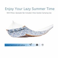 Hamac double avec support métallique, barre de maintien en bois dur à impression personnalisée, ensemble de hamac pour patio extérieur et jardin