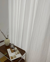Voilages blancs transparents et propres en tissu lin/polyester, écologiques, pour fenêtres françaises dans le salon