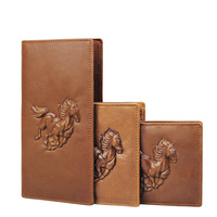 Dompet Pria Kulit Asli Buatan Tangan Motif Embos, Banyak Slot Kartu, Kapasitas Besar, Anti RFID, Lapisan Poliester