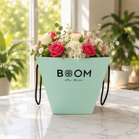 Boîtes d'emballage pour fleurs en carton ondulé pliables, finition mate, matériaux recyclés, logo personnalisé imprimé en usine