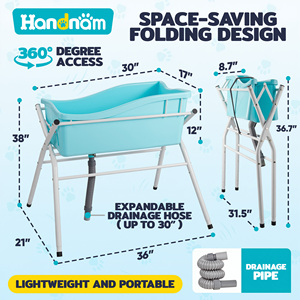 Bañera Plegable para Mascotas con Capacidad para 330 Libras, Altura Ajustable, Drenaje Rápido, Límite de Peso de 75 Libras, Patas de Goma Resistentes, Uso Comercial - Product Image 3