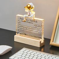 Tableau Périodique des Éléments en Acrylique 3D, Ornement de Bureau avec Base Lumineuse LED en Bois, Intensité Réglable, Alimentation USB, Cadeau pour la Journée des Enseignants, Décoration de Table d'Étude