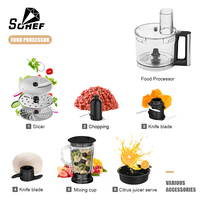 Robot culinaire électrique domestique 3 en 1 Support multifonctionnel à faible bruit avec mélangeurs presse-agrumes Poudre de hachoir à viande robuste.