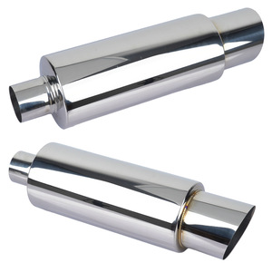 Chrome Finish 2.5-Inch 63mm Stainless Steel <b>Exhaust</b> <b>Muffler</b> Noise Drum Universal <b>Exhaust</b> Pipes for Cars - Product Image 3