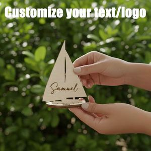 Tarjeta de Lugar de Madera Personalizada con Forma de Velero - Decoración de Mesa con Temática Náutica para Bodas, Aniversarios, Fiestas y Hogar - Product Image 3