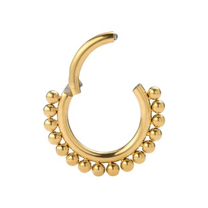 Giometal PVD 18K oro <span class=keywords><strong>titanio</strong></span> <span class=keywords><strong>Piercing</strong></span> con cuentas Daith Conch Septum Clicke cartílago <span class=keywords><strong>Piercing</strong></span> nariz cuerpo joyería al por mayor - Product Image 1