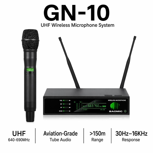 Professional True Diversity UHF Wireless Microphone System 150m Long Range Handheld Mic for Stage Show Church Concert Events