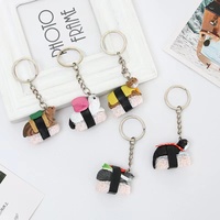 Lot de 5 porte-clés figurines PVC chat sushi de 5 cm – Adorables figurines animales Nekozushi – Ensemble de pendentifs porte-clés chat sushi