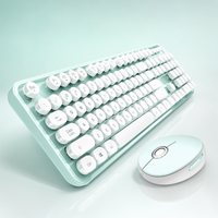 Ensemble clavier et souris sans fil ergonomique SWEET 2.4G USB avec un seul récepteur, 104 touches rondes, pour filles, bureau et école
