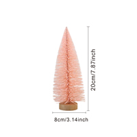 SANWEI Ornements de table d'hiver, artisanat, mini sapin de Noël artificiel pastel, arbres en sisal à brosse à bouteille avec base en bois