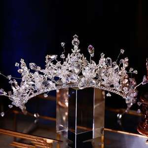 Couronne Baroque Européenne Strass Métal Alliage Cristal Mariage Couronne de Cheveux de Mariée Princesse Reine Fleur Bandeau Diadème - Product Image 4