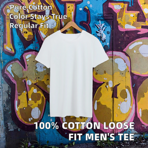 T-shirt pour homme en coton peigné doux à 100 %, motif lettres, coupe classique, col rond, style streetwear, respirant, confortable, à porter au quotidien - Product Image 2