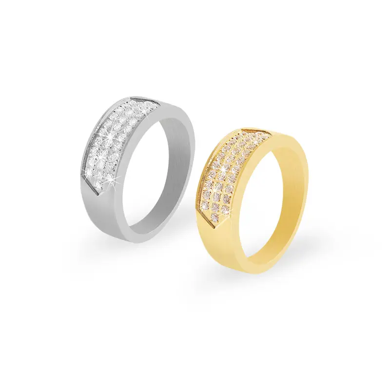 Charm Ring mit Kristall Mode Trendy Eternity Initial Chunky Frauen Trau ringe Gold 18K Paar Verlobung ringe für Männer