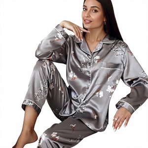 Pijamas de Seda y Satén de Lujo para Mujer, Diseño Personalizado con Logotipo, Estampado, Dos Piezas, Ropa de Dormir - Product Image 1