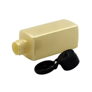Botol semprot bening PET bulat plastik PP topi persegi panjang botol sampel kosmetik warna kuning 75ml