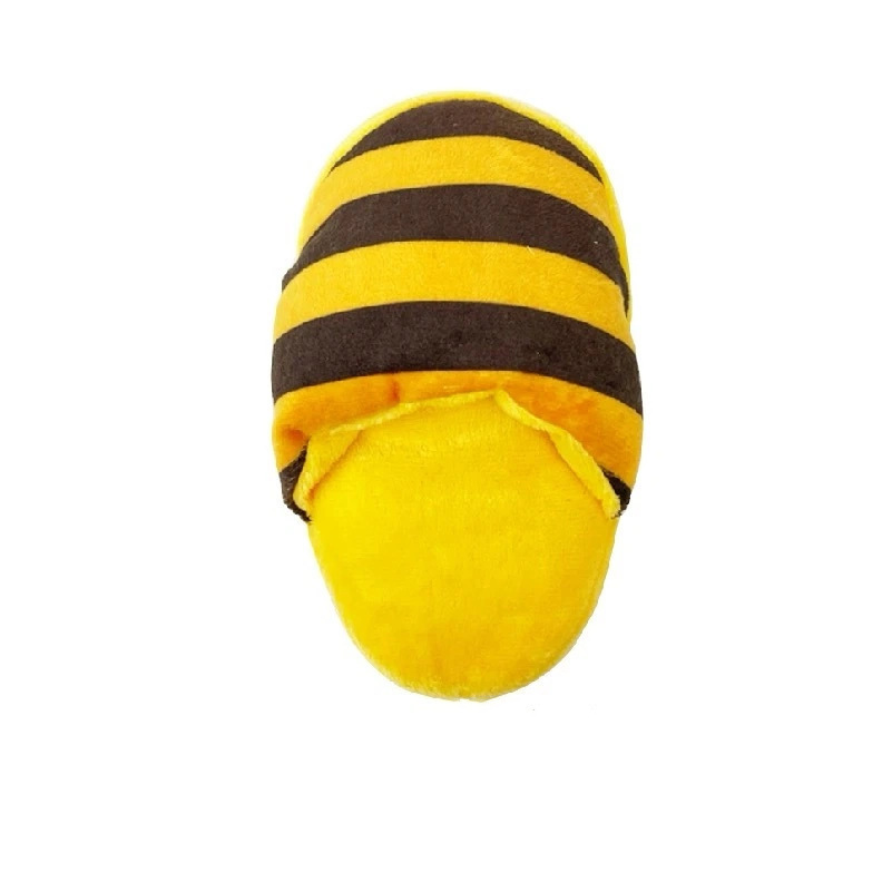 Yellow and black plush slippers