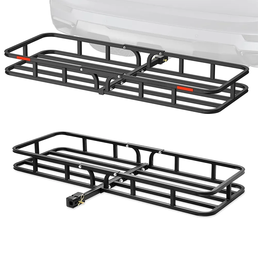 500-lb Load Capacity 2" Receiver Trailer Hitch Mount Steel Cargo Carrier For RV Truck SUV Van Car