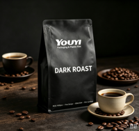 YOUYI 250g 500g 1kg Sachets de café à fond plat personnalisés imprimés, sacs d'emballage pour grains de café avec valve OEM