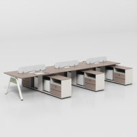 Ensemble de bureau en L avec chaise de bureau, armoire latérale, bureau informatique 4 places et poste de travail à écran 6 places