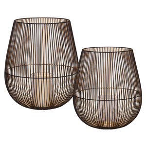 Lot de lanternes porte-bougies en fer forgé, grand format, populaires, noir et or, résistantes à la chaleur, pour la décoration intérieure - Product Image 1