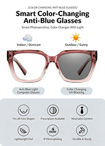 Gafas de Moda para Mujer 81750, Fotocromáticas, Anti Luz Azul, Inteligentes, con Cambio de Color, Protección UV, para Computadora - Product Image 4