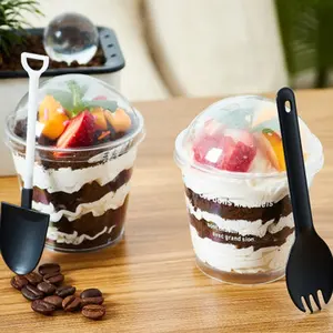 200ミリリットルMousse Cups PS Material Injection Hard Wall Disposable Tiramisu Dessert Cups Ice Cream CupsとLidとスプーン