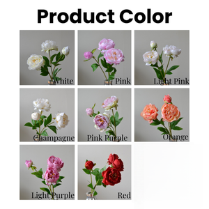 Flores Artificiales de Peonía al por Mayor, Flores de Peonía Artificiales de Tela de Seda de Alta Calidad con 3 Cabezas para Decoración de Bodas y Hogar - Product Image 3