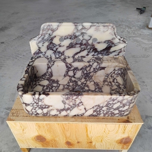 Newstar Design moderne dosseret rainuré avant sculpté à la <span class=keywords><strong>main</strong></span> évier Calacatta alto côtelé 3 côtés marbre comptoir évier lavabo - Product Image 2
