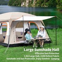 Tente de camping de luxe pour famille, deux chambres, un salon, imperméable, quatre saisons, double couche, camouflage, matériau Oxford 210T