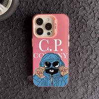 Coque de Téléphone en Acrylique IMD à Cadre Anti-Jaunissement pour iPhone 17 à X XS, Protection Arrière de Mobile Motif CP COMPANY Masque Bleu