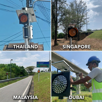 Feux de signalisation clignotants solaires LED Wideway 300 mm, étanches IP65, couleur ambre, pour travaux routiers et avertissements de sécurité