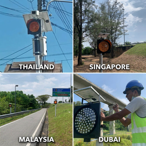 Feux de signalisation clignotants solaires <span class=keywords><strong>LED</strong></span> Wideway 300 mm, étanches IP65, couleur ambre, pour travaux routiers et avertissements de sécurité - Product Image 3