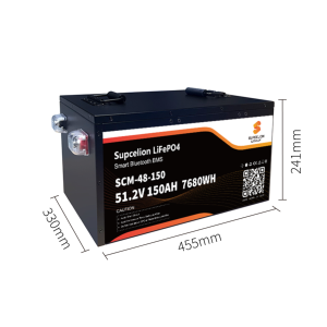 แบตเตอรี่ลิเธียม SUPCELION EU Stock 51.2V 150AH LiFePO4 บลูทูธ 5.0 ป้องกันระดับ IP62 ใช้งานได้ 4000 รอบ 10 ปี สำหรับรถยนต์ไฟฟ้า/เรือ ฯลฯ - Product Image 1