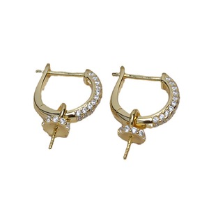 Boucles d'oreilles en argent S925 en forme de U avec 8-13 perles, accessoires de bijoux DIY, plateau vide JG5234 - Product Image 5