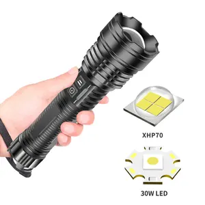 New Arrival Multifunction LED Flashlight XHP70 Powerful Outdoor Torch USB Rechargeable Waterproof Zoomable Flash Light