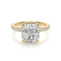 9K Gelbgold IGI-Zertifikat Kissenförmiger Labor-Diamantschmuck D VVS1 Labor-Gezüchteter Diamant-Verlobungsring