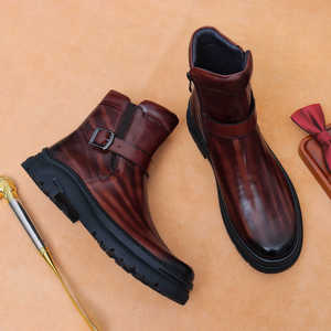 Nouvelles Bottes Classiques de Designer pour Hommes en Cuir Véritable Automne Hiver 2025 – Confortables, Imperméables, Antidérapantes, à Enfiler, pour le Travail - Product Image 2