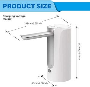 Bouteille d'eau rechargeable USB de 5 gallons, mini pompe électrique de bureau automatique portable, distributeur d'eau - Product Image 2