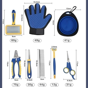 <span class=keywords><strong>Kit</strong></span> 8 en 1 de plástico y silicona de alta calidad para el cuidado de mascotas, herramientas seguras de limpieza para perros y gatos, incluyendo cepillo de baño, peine, guante - Product Image 2