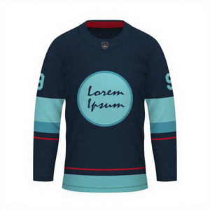 Новая классическая хоккейная форма TOP Navy Winter, вышитая, команды Сиэтл, 3 # Хоккейный костюм в стиле Филиппа Грубауера - Product Image 1