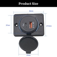 Soket pengisi daya mobil DC 12V 24V, soket Bus Port USB PD QC 3.0 Tipe ganda 48W pemasangan permukaan Panel