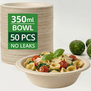 MOQ 200sets 1250ml Bagasse Disposable <b>Bowls</b> 4cm Inner Tray Boxes Injection Molded Take-out <b>Bowls</b> <b>Microwavable</b> Party Use - Product Image 3